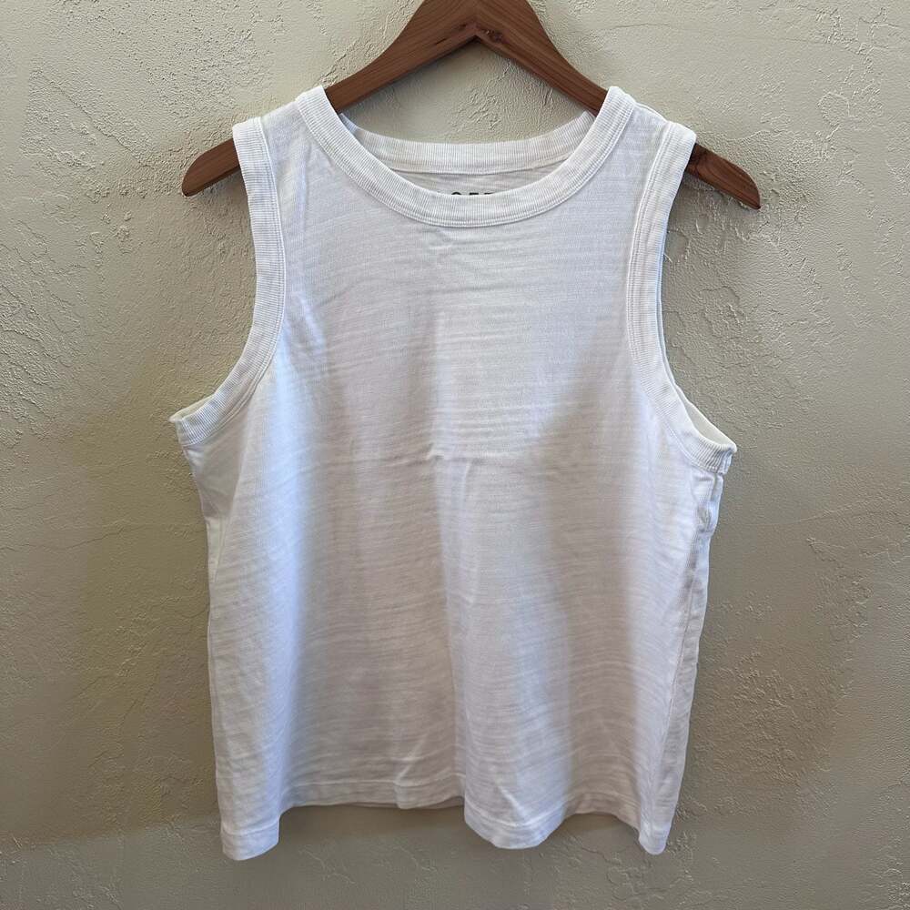 LOFT White 100% Cotton Slub Tank Top Size L